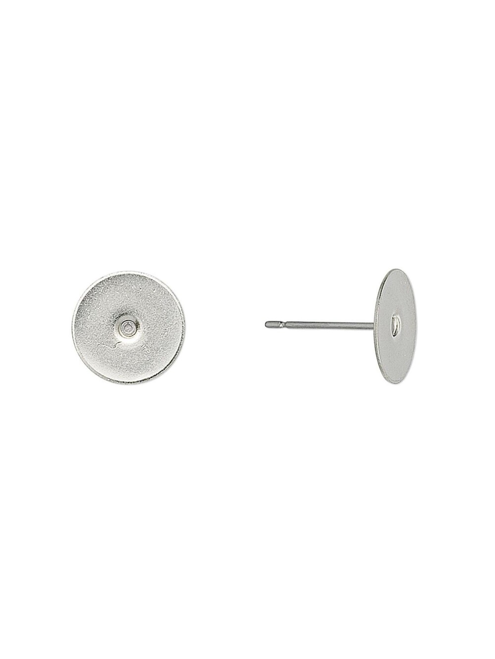 Silver Plated Brass 10mm Flat Pad Back Earring Posts Studs Findings 10 pcs